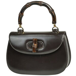 Gucci Bamboo Handbag Leather Brown